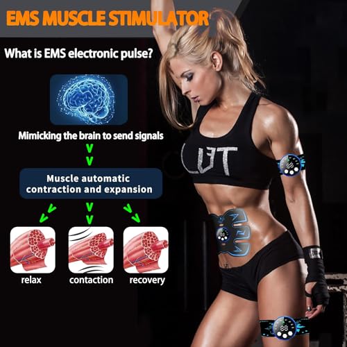 Yonars EMS Electroestimulador Muscular, Cinturon Vibratorio Abdominales 8 Modos 29 Niveles Diferentes, Estimulación Muscular para Abdomen/Brazo/Piernas