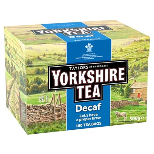 Yorkshire Tea Decaffeinated - Té Negro Descafeinado de Sabor Intenso - Sabor Tradicional Británico - Comercio Ético, Origen Sostenible - 160 Bolsitas de té