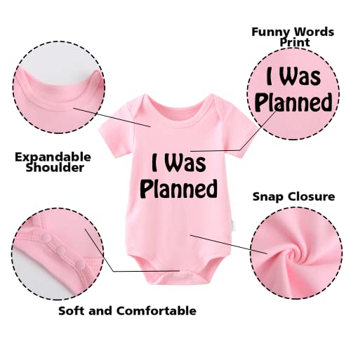 YSCULBUTOL Body para bebé gemelos, I was Planned I was a Surprise, conjunto de dos para gemelos, body para bebé, regalo para bebé, Pink Planned, 6-12 meses