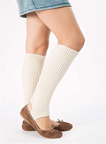 YUANQIAN Calentadores de piernas de punto para mujer, extra suaves sobre la rodilla, sin pies, para yoga, ballet, danza, Blanco -1 par, 43CM