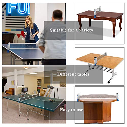 YUANXIASM Red de Ping Pong Ajustable,Red de Tenis de Mesa Retráctil, Soporte de Ping Pong Portátil para Escritorio de Oficina, Cocina o Mesa de Comedor.Longitud Ajustable (Gris-Azul)