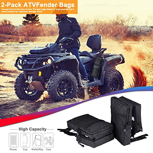 YULLING Bolsas de Almacenamiento para Guardabarros ATV 600D Oxford ATV, Bolsa Colgante Impermeable, Color Negro, 2 PCS