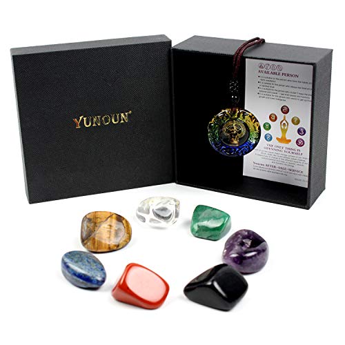 Yunoun Chakra Stones Cristales curativos, Terapia de Cristal, meditación, Reiki - Juego de 7 Chakras