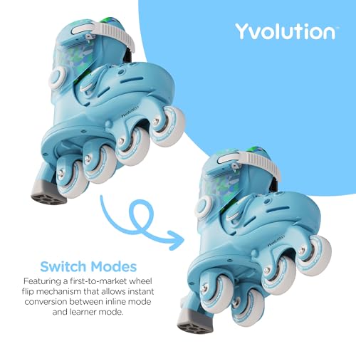 Yvolution Twista Patines 2 en 1 ajustables azules. Patines en línea para niñas y niños de 2 años