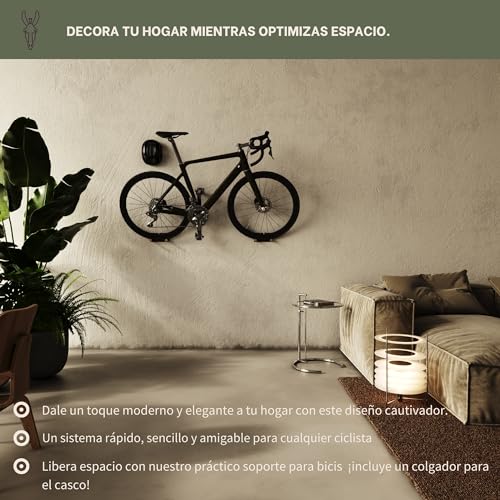 ZAMURANO. Soporte bicis pared, soporte bici pedal, colgador bicicleta carretera, mtb, eléctricas. Gancho bicicleta y colgador casco. (1)