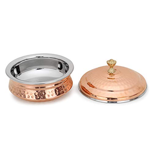 Zap Impex Juego de 2 cuencos de cobre para servir vajilla india Handi Set, No: 2 (15 cm)