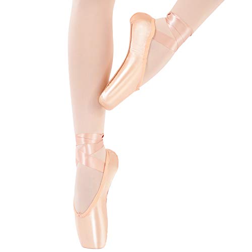 Zapatillas de Ballet de Punta Zapatillas de Danza Profesionales Rosadas con Cinta Cosida y Almohadillas de Silicona para niñas y Mujeres Rosado 41