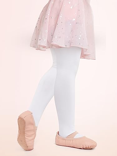 Zapatillas de ballet para niña, de piel, forro de algodón grueso, suela de piel completa, zapatos de danza, correas precosidas, zapatillas de ballet, zapatos de ballet, color rosa, talla 35, Ballet