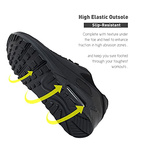 Zapatillas de Deportivas Mujer Zapatos para Correr Hombre Calzado Deportivo Sneakers Caminar Tenis Zapatillas de Running Fitness Malla Negro EU40