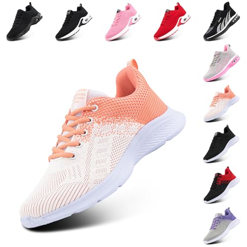 Zapatillas de Running Mujer Deportivas Zapatos Ligero Zapatillas de Running Transpirables Gimnasio Sneakers Casual Deportivas Naranja EU 39