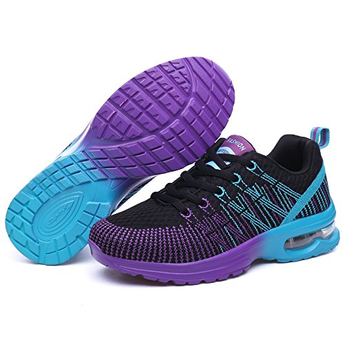 Zapatillas de Running Mujer Deportivas Zapatos Zapatillas de Running Ligero Transpirables Gimnasio Sneakers Deportivas Casual Negro EU 38