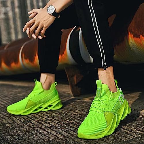Zapatillas de Running para Hombre Mujer Casual Ligeros Transpirables Zapatos para Correr Jogging Caminar Bambas Gimnasio Fitness Atlético Sneakes G133 Fluorescent Green 39