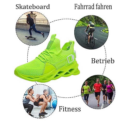 Zapatillas de Running para Hombre Mujer Casual Ligeros Transpirables Zapatos para Correr Jogging Caminar Bambas Gimnasio Fitness Atlético Sneakes G133 Fluorescent Green 39