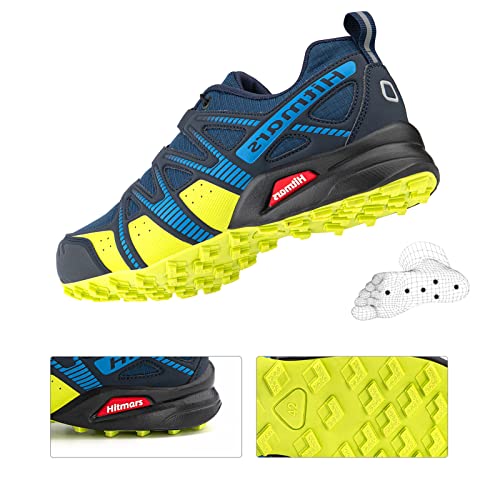 Zapatillas de Trail Running Hombre Mujer Zapatillas de Trekking Zapatos de Senderismo Ligero Antideslizantes AL Aire Libre Zapatos de Trail Running Deportes Azul-Verde EU 42