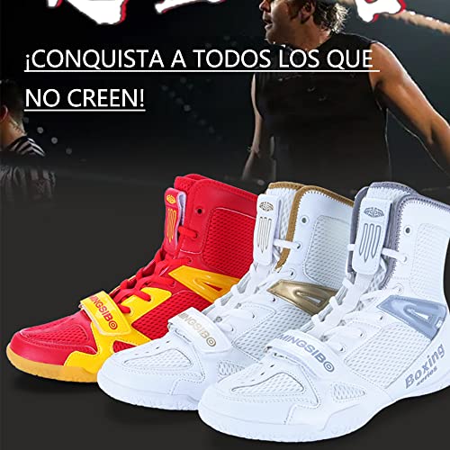 Zapatos de Boxeo para Hombres Zapatos de Lucha en Cuclillas para Mujeres Zapatos de Boxeo tailandés Zapatos de Entrenamiento de Artes Marciales Zapatos de respiración Grande 46 47 (Gris Blanco,38)