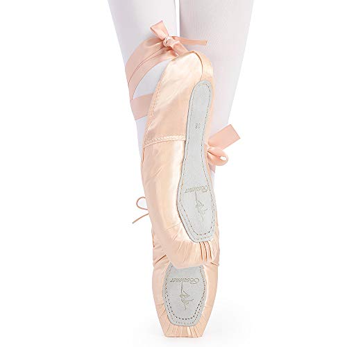 Zapatos de Danza de Punta Suave Zapatillas de Ballet para Principiantes con Puntera de Gel de Silicona y Cintas para Mujeres y Niñas 42 EU