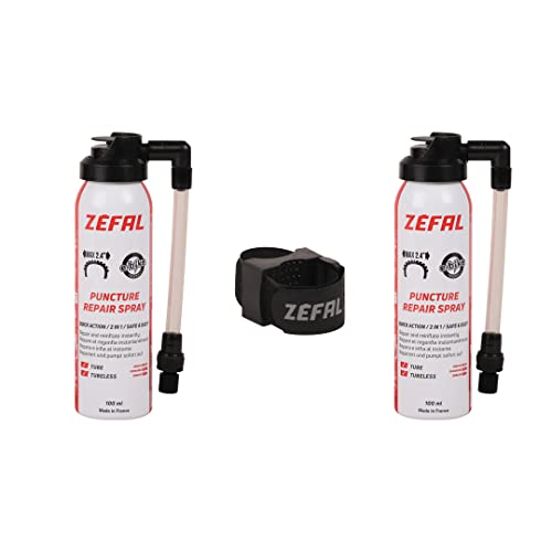 ZEFAL - Pack Repair Spray con Fijación - Bomba Antipinchazos Bicicleta y Reparación - 2 Botellas de 100 ml con Fijación para Montar en Bicicleta