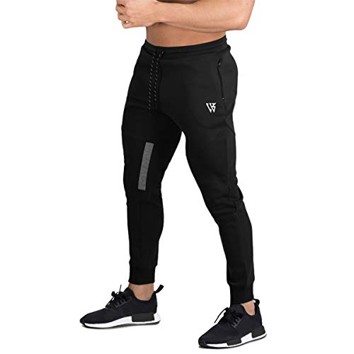 ZENWILL Cremallera Gym Jogger, Pantalon Deporte Malla Transpirable Fitness Hombre(Negro,L)