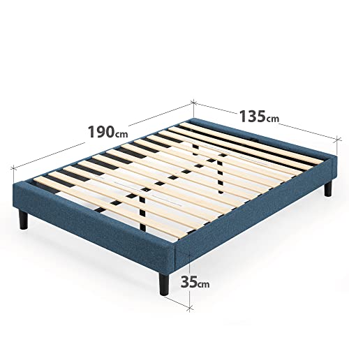 ZINUS Curtis Estructura de cama tapizada de 35 cm, Base para colchón, Soporte de láminas de madera, Montaje sencillo, 135 x 190 cm, Azul marino