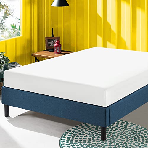 ZINUS Curtis Estructura de cama tapizada de 35 cm, Base para colchón, Soporte de láminas de madera, Montaje sencillo, 135 x 190 cm, Azul marino
