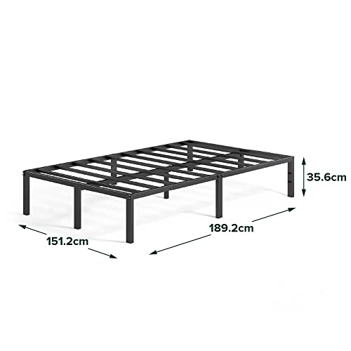 ZINUS Yelena 36 cm Estructura de cama de metal, Somier de listones de acero, Fácil montaje, Espacio de almacenamiento bajo la cama, 150 x 190 cm, Negro