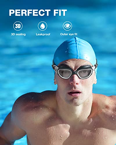ZIONOR Gafas de natación G1SE para hombre y mujer, con protección UV, antivaho, cómodas, profesionales. (A1-G1SE-BlackWhite-Clear)