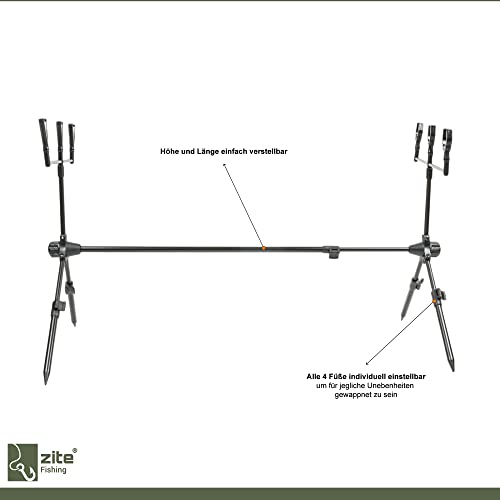Zite Fishing Rod Pod - Soporte para caña de pescar para principiantes, para pesca de carpas, truchas y pesca rápida y sencilla, incluye soportes para caña