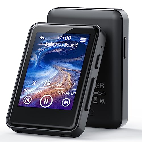 ZOOAOXO 128GB Reproductor MP3, MP3 Bluetooth 5.2 con 2.4" Pantalla Táctil, Altavoz HD Incorporado, Sonido de HiFi, E-Book, Despertador, Radio FM, Grabadora de Voz, Auriculares Incluidos