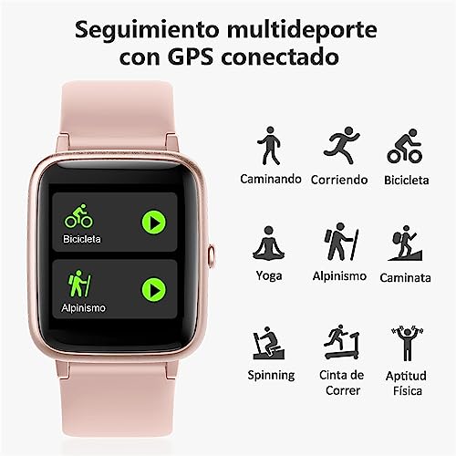 ZOSKVEE Reloj Inteligente Deportivo Mujer Hombre con Whatsapp Mensajes Notificación, Pulsómetro, Seguimiento Menstrual Frecuencia Cardíaca Pulsera Actividad Regalos para Android iOS