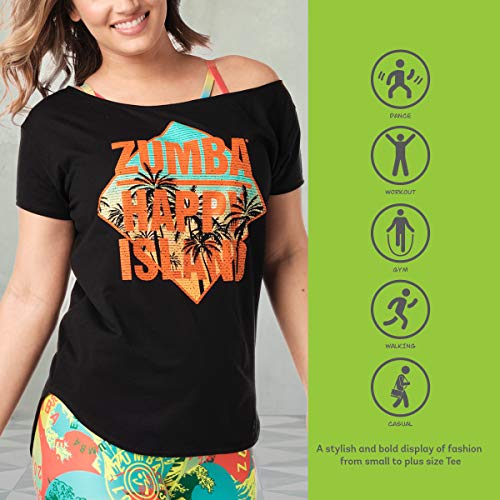 Zumba Fitness Athlétique Top Femme Coupe Ample Dance Vetements Sport Haut d'Entraînement, Camiseta Mujer, Opacity, Black 0, X-Small