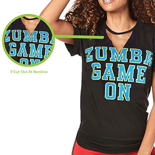 Zumba Fitness Athlétique Top Femme Coupe Ample Dance Vetements Sport Haut d'Entraînement, Camiseta Mujer, Opacity, Bold Black B, X-Small