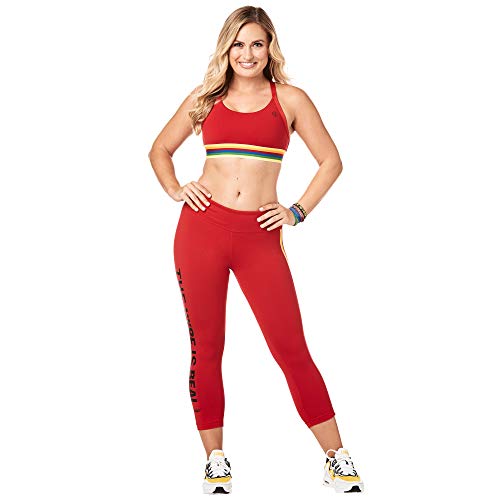 Zumba Fitness Women's Crossback Sports Bra with High Impact Support, Mujer, Viva La Red, XL