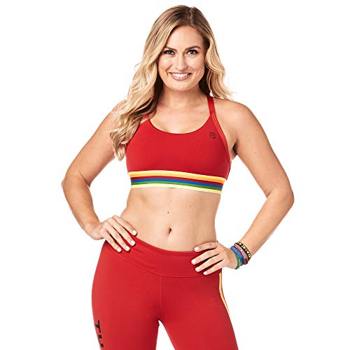 Zumba Fitness Women's Crossback Sports Bra with High Impact Support, Mujer, Viva La Red, XL